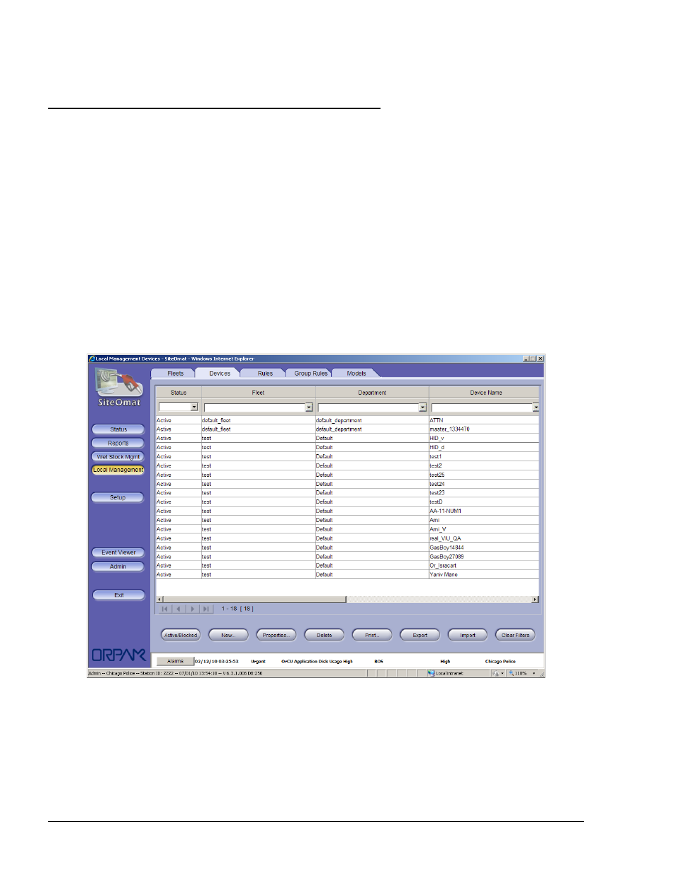 8. devices management, Figure 5-27. devices screen, Nd 5-8 | Gasboy SiteOmat Users Manual User Manual | Page 76 / 148