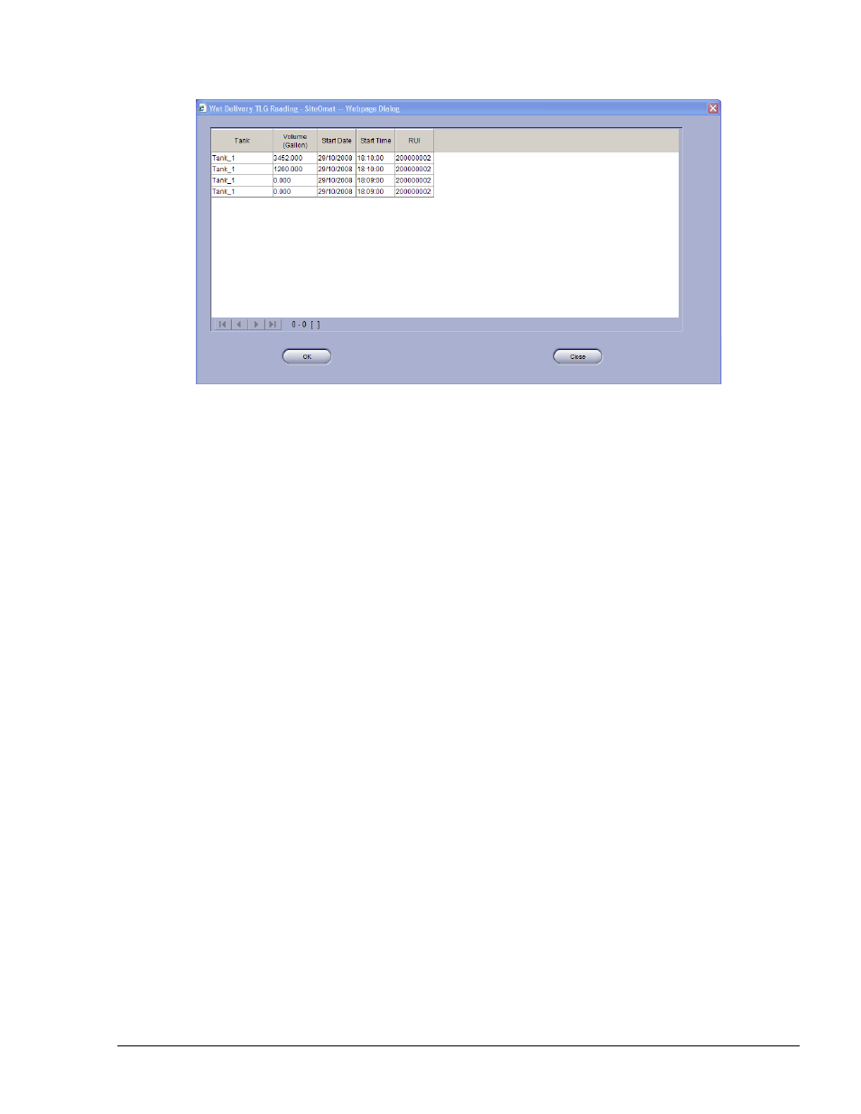 Figure 6-8. wet delivery tlg reading dialog box, Table 6-2. wet delivery detailed data fields, Figure 6-8) | Ee table 6-2) | Gasboy SiteOmat Users Manual User Manual | Page 99 / 148