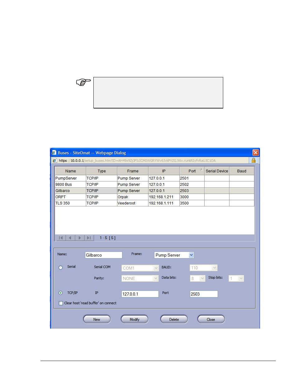 Figure 2-22. buses dialog box | Gasboy FuelOmat system 8 Popt Commverter User Manual | Page 47 / 129