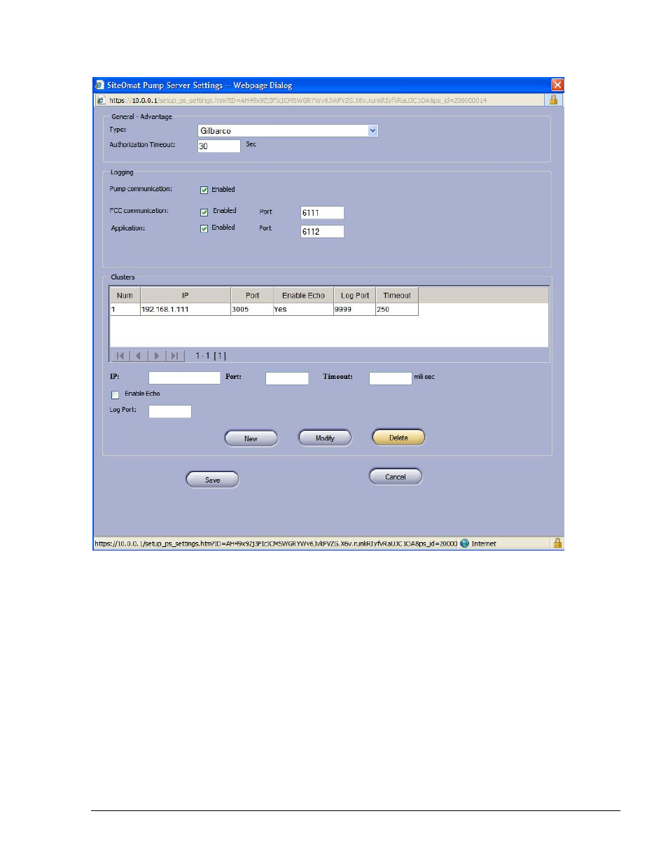 Figure 2-24. pump server settings dialog box | Gasboy FuelOmat system 8 Popt Commverter User Manual | Page 49 / 129
