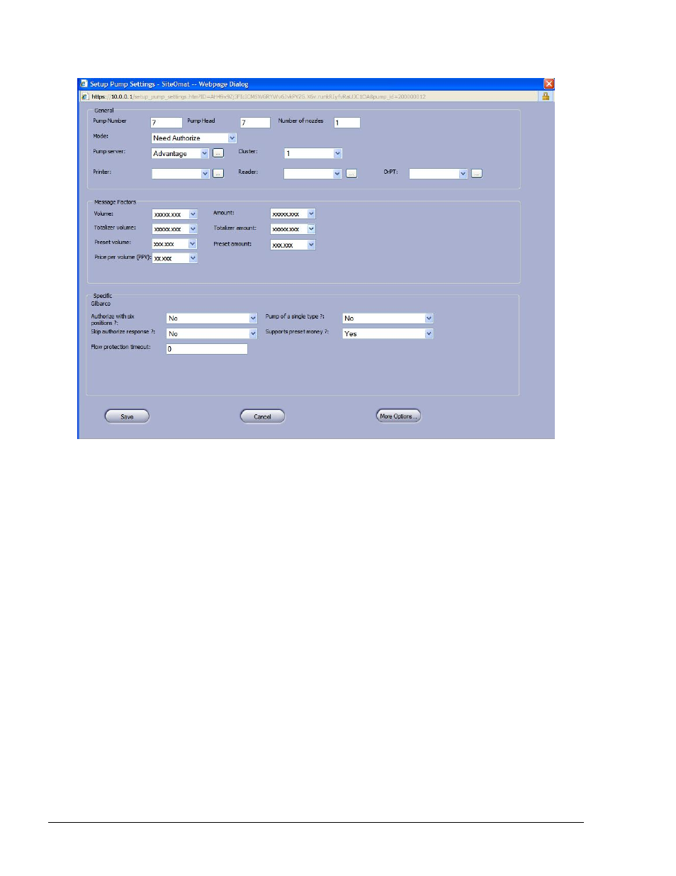 Figure 2-25. setup pump settings dialog box | Gasboy FuelOmat system 8 Popt Commverter User Manual | Page 50 / 129