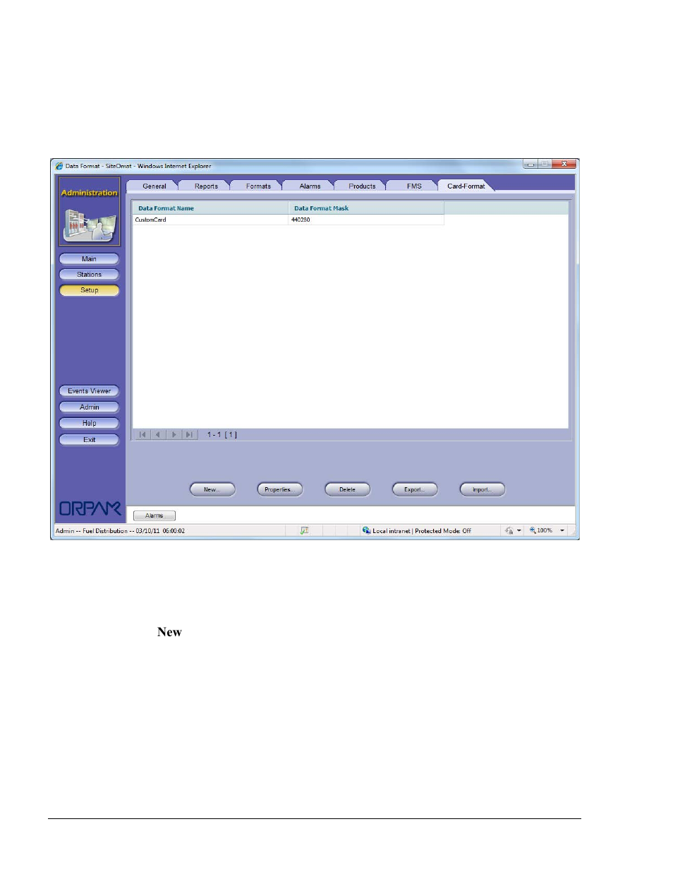 Card-format, Defining a new card format, Figure 6-14. card format screen | Gasboy Fleet Head Office System User Manual | Page 100 / 370