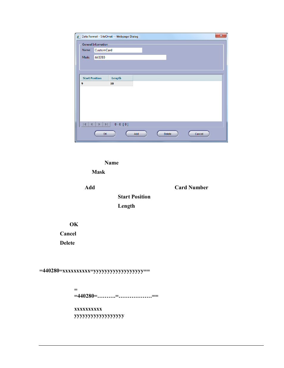 Figure 6-15. data format dialog box | Gasboy Fleet Head Office System User Manual | Page 101 / 370