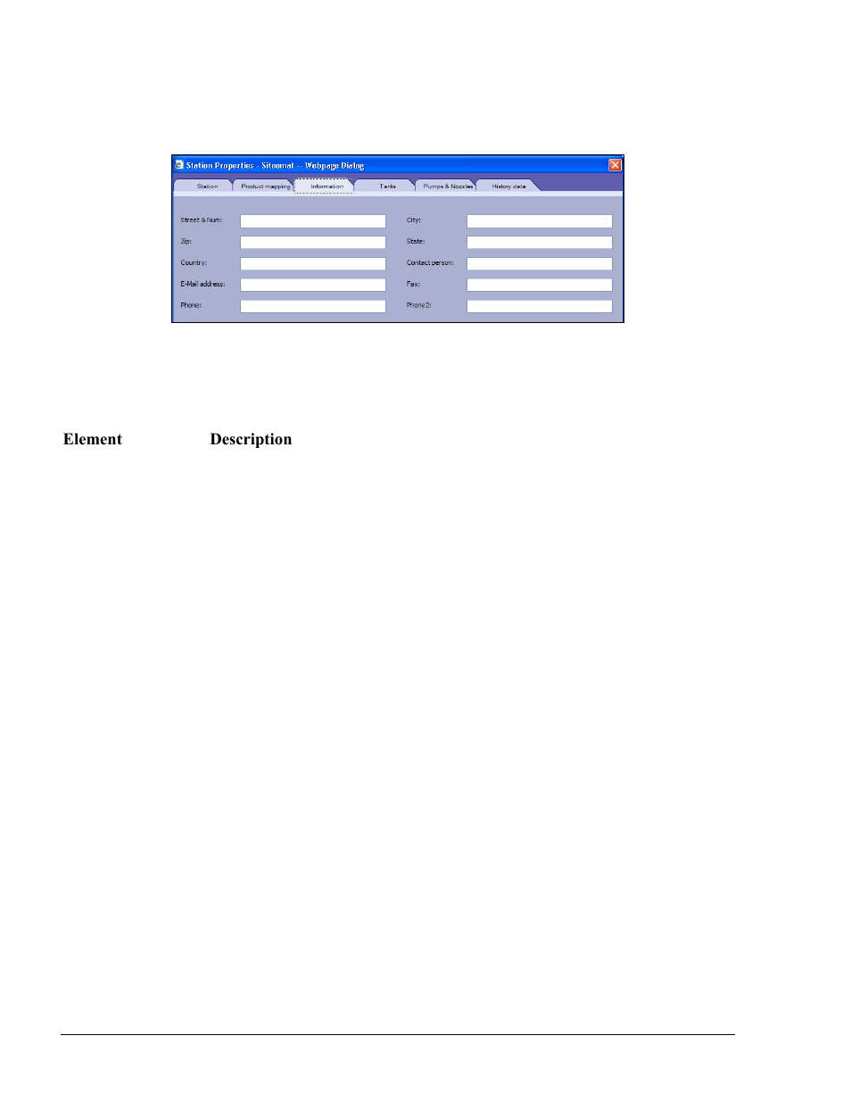 Information tab, Tanks tab, Figure 6-23. information tab | Table 6-9. information tab elements | Gasboy Fleet Head Office System User Manual | Page 112 / 370