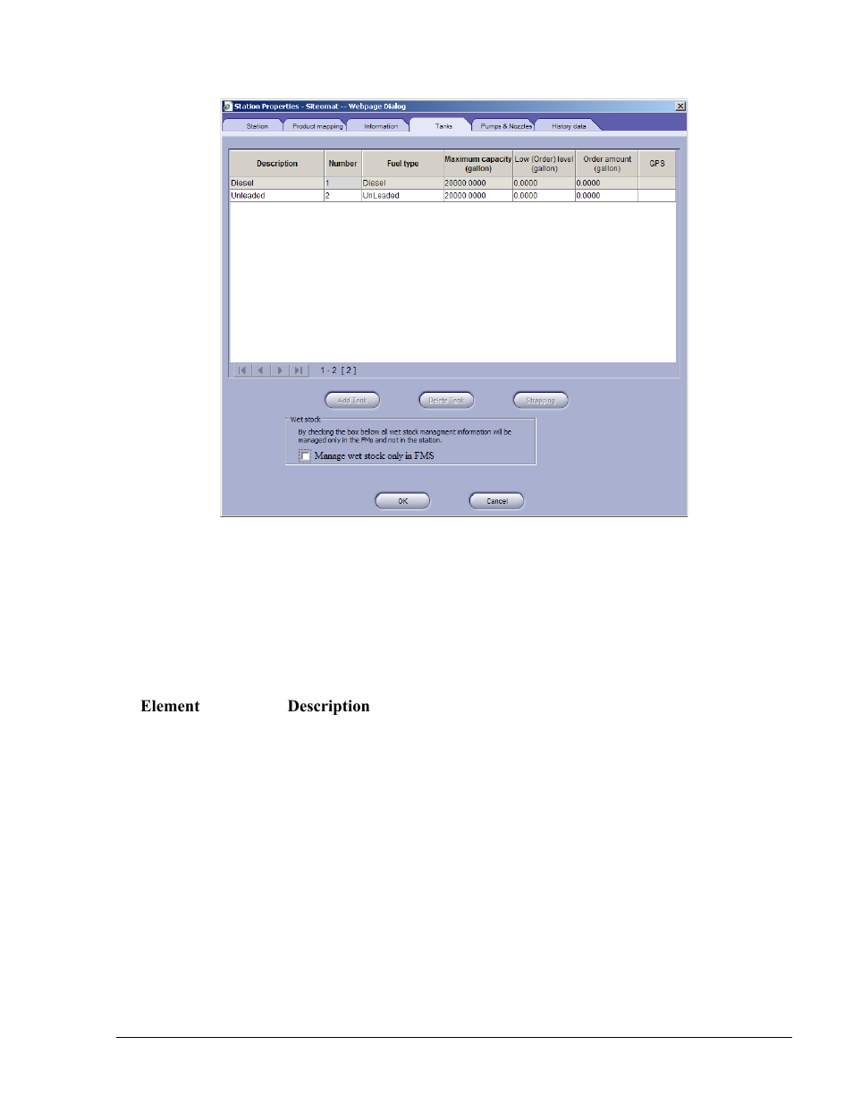 Figure 6-24. tanks tab, Table 6-10. tanks tab grid elements | Gasboy Fleet Head Office System User Manual | Page 113 / 370