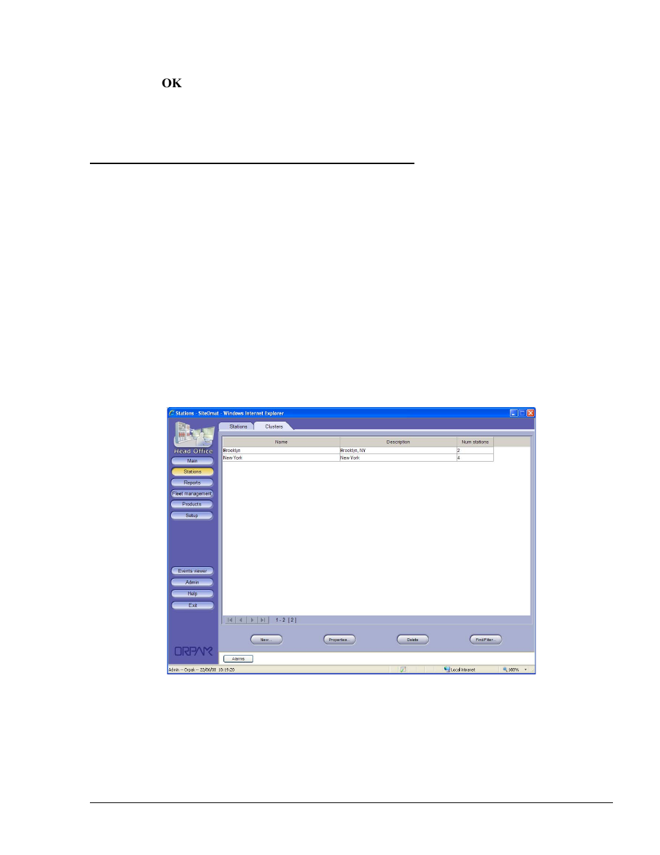 Cluster tab, General, Displaying clusters | Figure 6-28. clusters tab | Gasboy Fleet Head Office System User Manual | Page 117 / 370