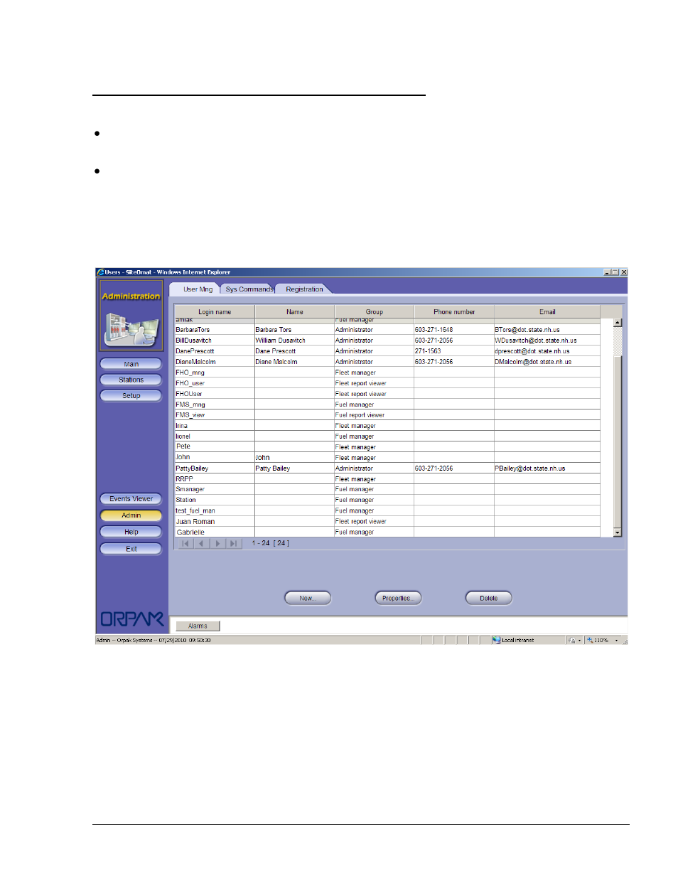 Events log (user events), Figure 6-31. log viewer – login list | Gasboy Fleet Head Office System User Manual | Page 121 / 370