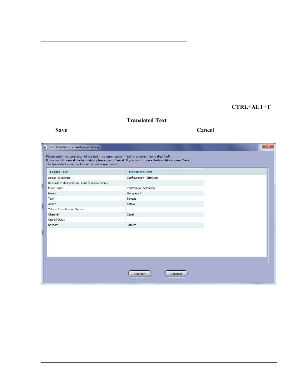 Ui text localization, Driver interface messages translation, Figure 6-43. text translation dialog box | Ph 6.9 | Gasboy Fleet Head Office System User Manual | Page 133 / 370