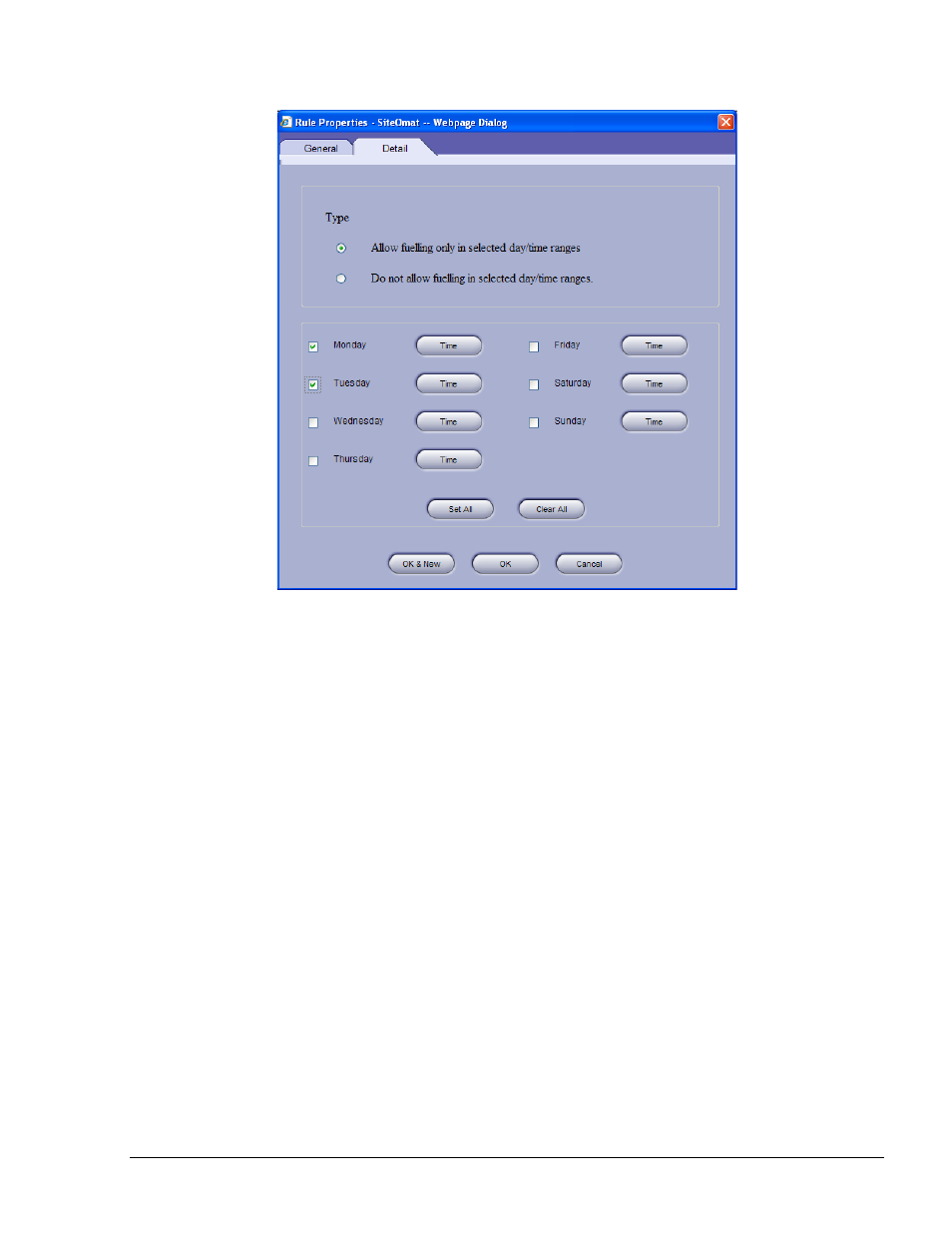 Figure 7-8. time range rule detail tab, N figure 7-7 | Gasboy Fleet Head Office System User Manual | Page 147 / 370