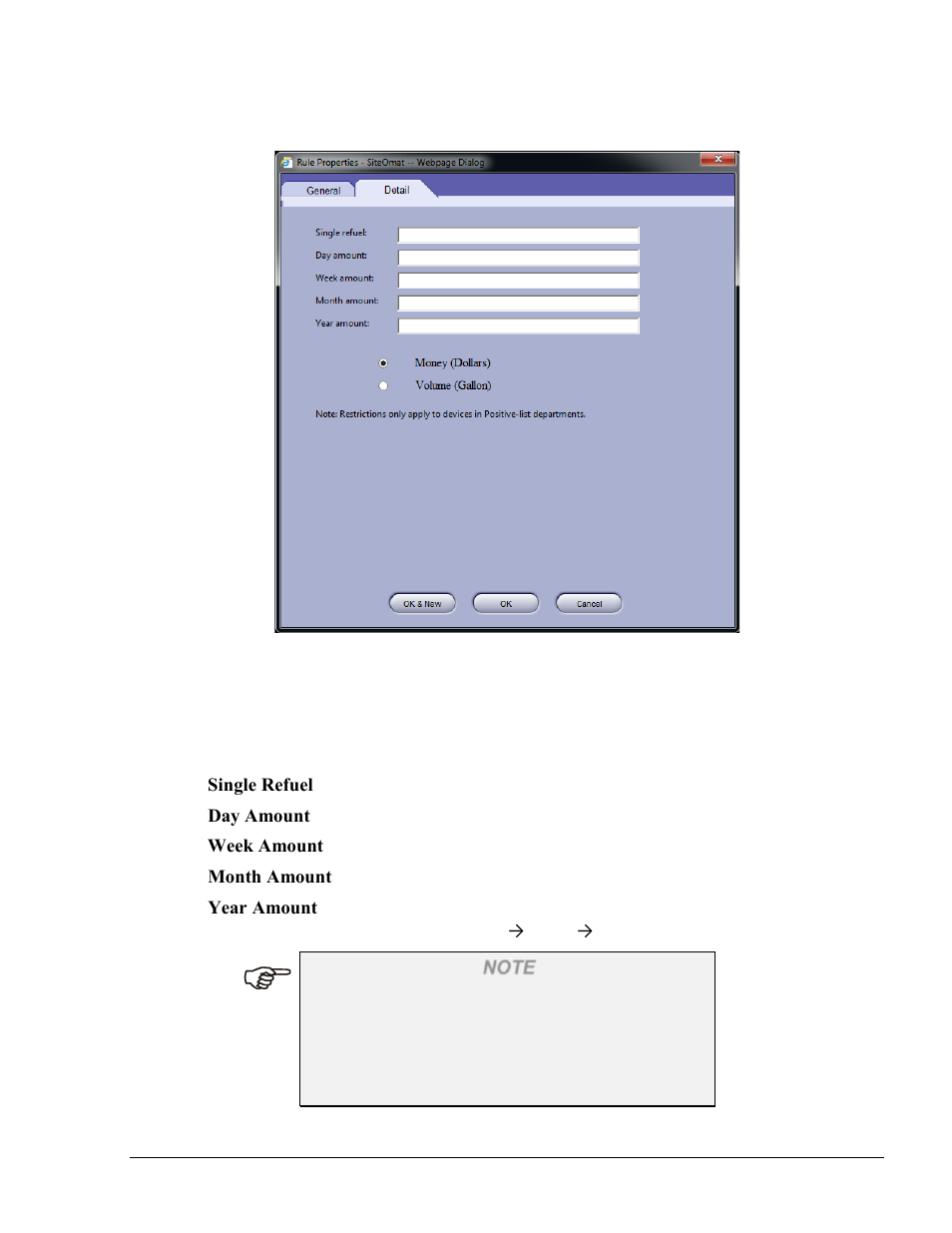 Figure 7-10. limits rule detail tab | Gasboy Fleet Head Office System User Manual | Page 149 / 370