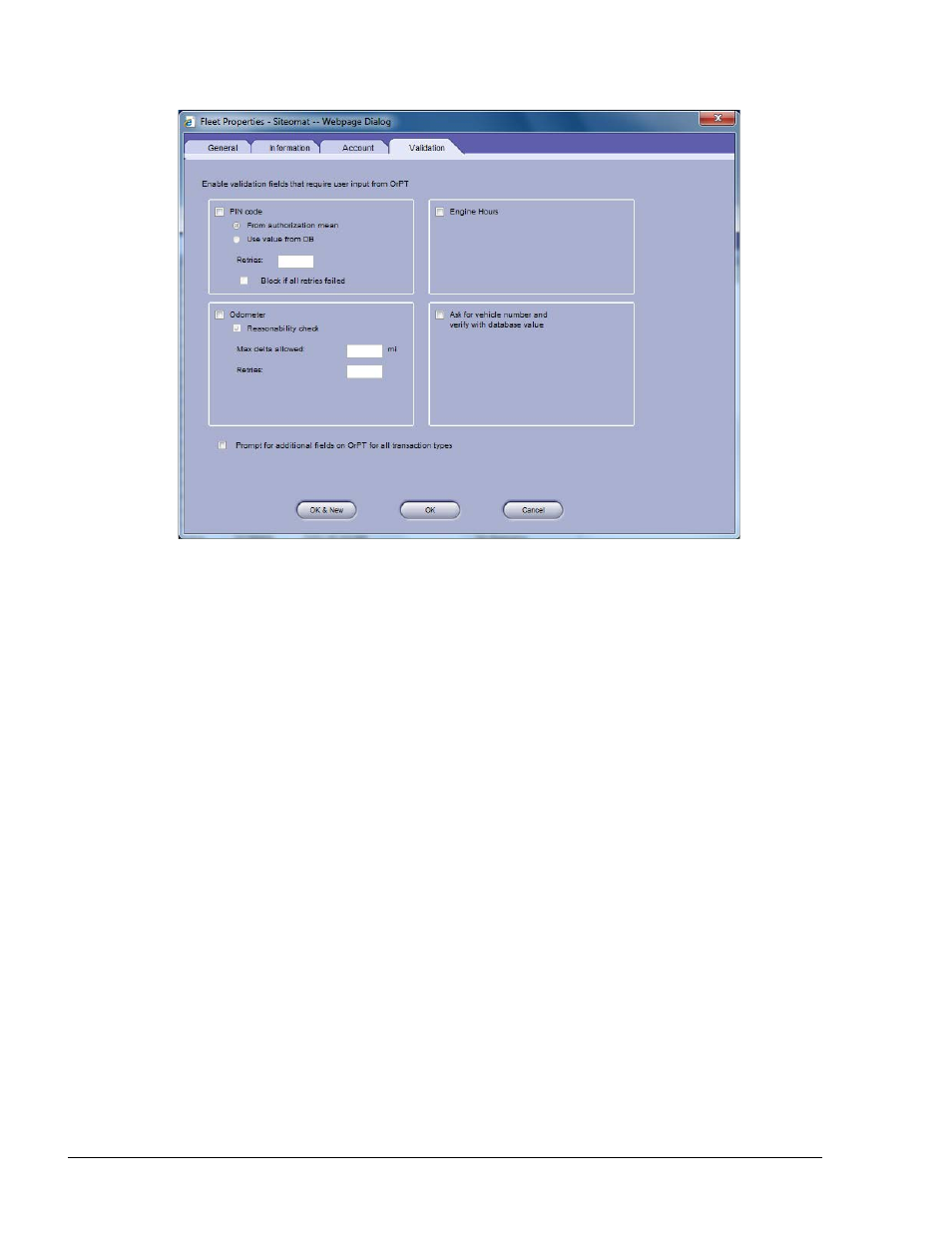 Fleet functional buttons, Changing a fleet's status (active/block), Figure 7-22. fleet properties – validation tab | Gasboy Fleet Head Office System User Manual | Page 162 / 370