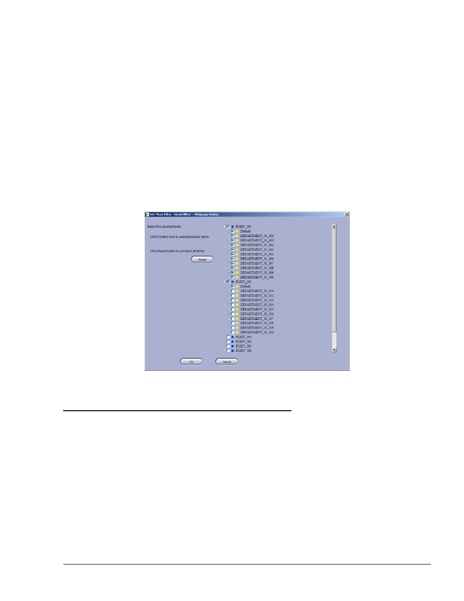 Vehicle filter (authorization mean), Printing a report, Figure 8-4. reports – set mean filter dialog box | Gasboy Fleet Head Office System User Manual | Page 187 / 370