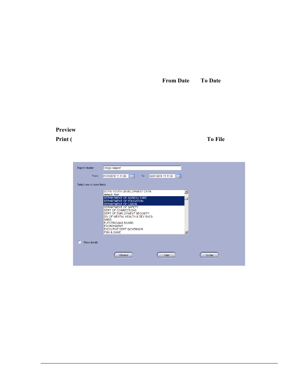 Obligo report, Figure 8-22. obligo report section | Gasboy Fleet Head Office System User Manual | Page 209 / 370