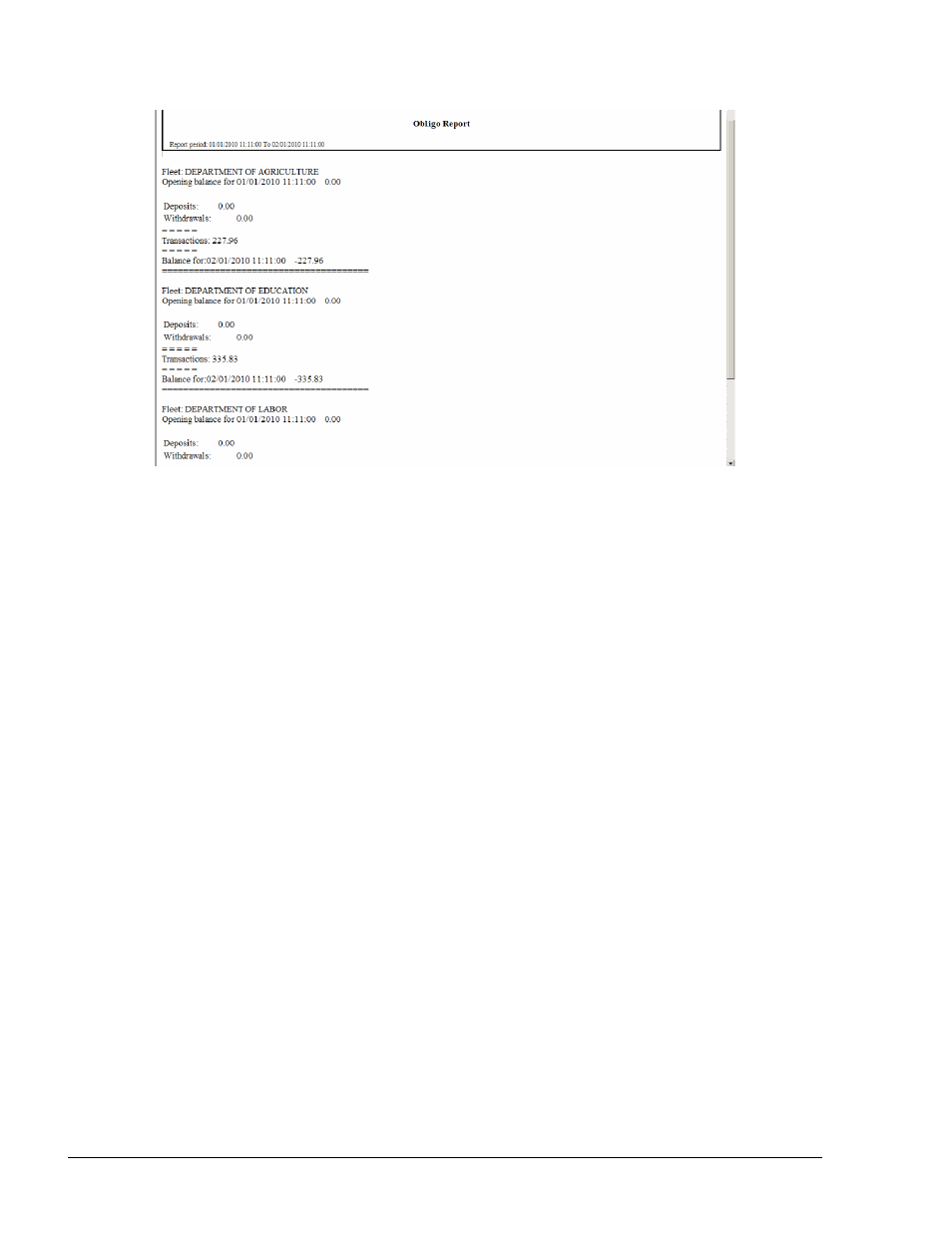 Figure 8-23. obligo report – example, Figure 8-23) | Gasboy Fleet Head Office System User Manual | Page 210 / 370