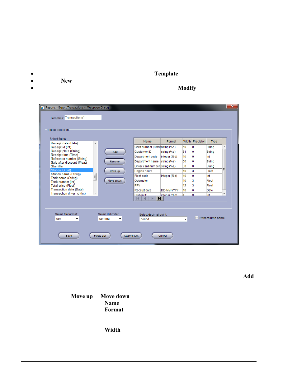 Defining templates | Gasboy Fleet Head Office System User Manual | Page 218 / 370