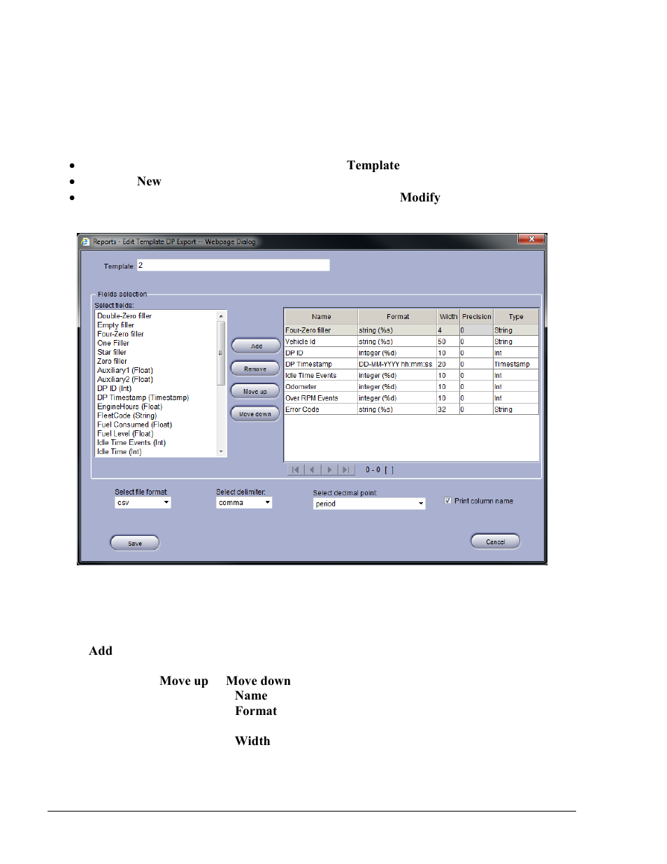 Defining templates, Figure 8-40. edit dp export template dialog box | Gasboy Fleet Head Office System User Manual | Page 228 / 370