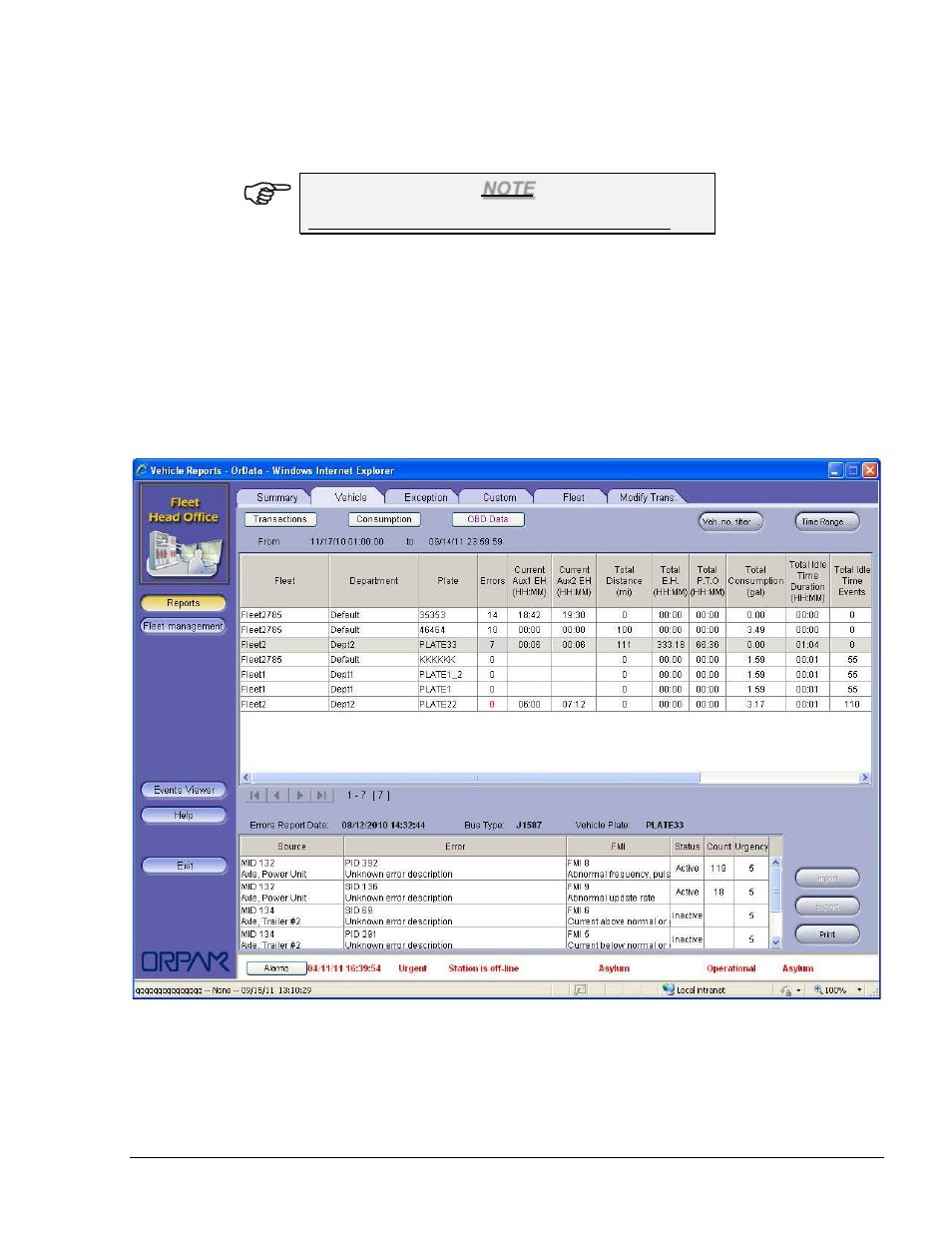 Obd data report, Figure 8-47. vehicle report screen – obd data, Ph 8.6.2.3) | Gasboy Fleet Head Office System User Manual | Page 241 / 370