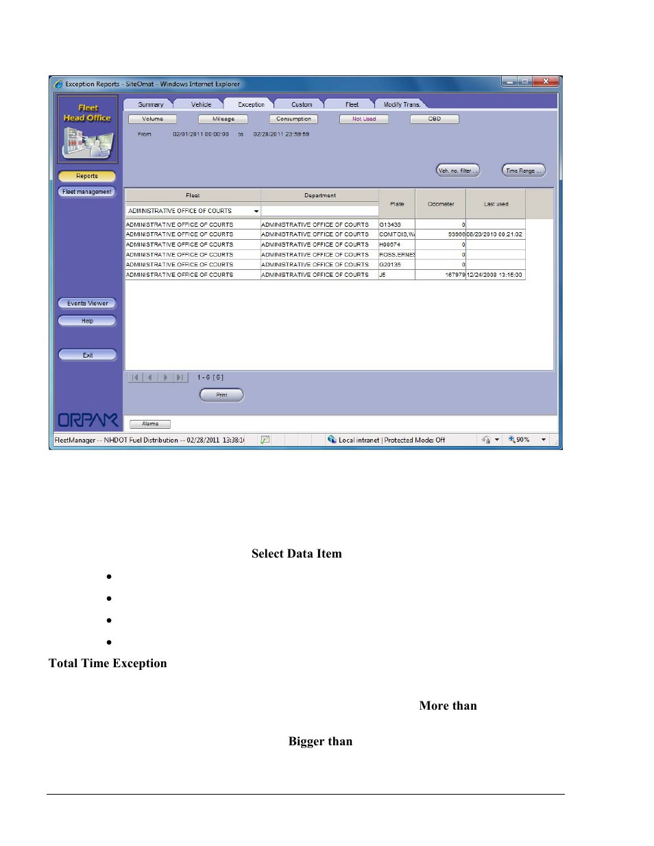 Obd exception report, Figure 8-51. exception report screen - not used | Gasboy Fleet Head Office System User Manual | Page 248 / 370