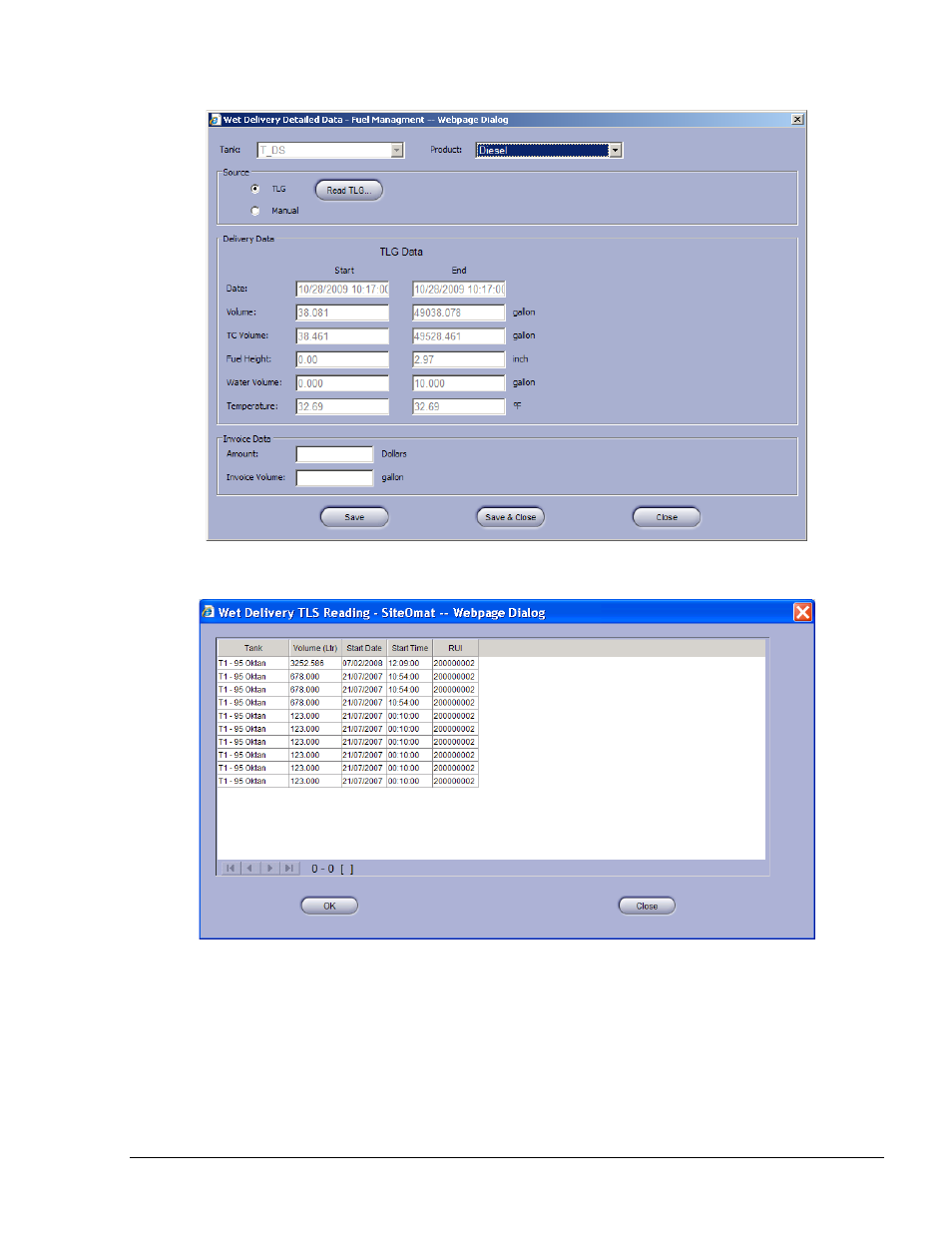 Figure 10-6. delivery lines obtained from tlg, Figure 10-5, E figure 10-6 | Figure 10-6 | Gasboy Fleet Head Office System User Manual | Page 265 / 370