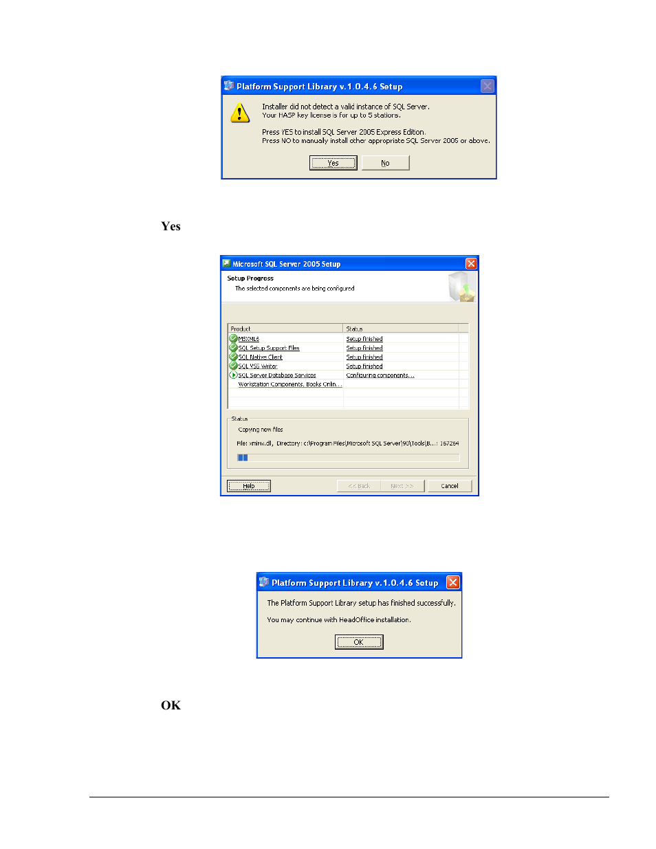 Figure 3-9. ms sql server setup progress screen | Gasboy Fleet Head Office System User Manual | Page 45 / 370