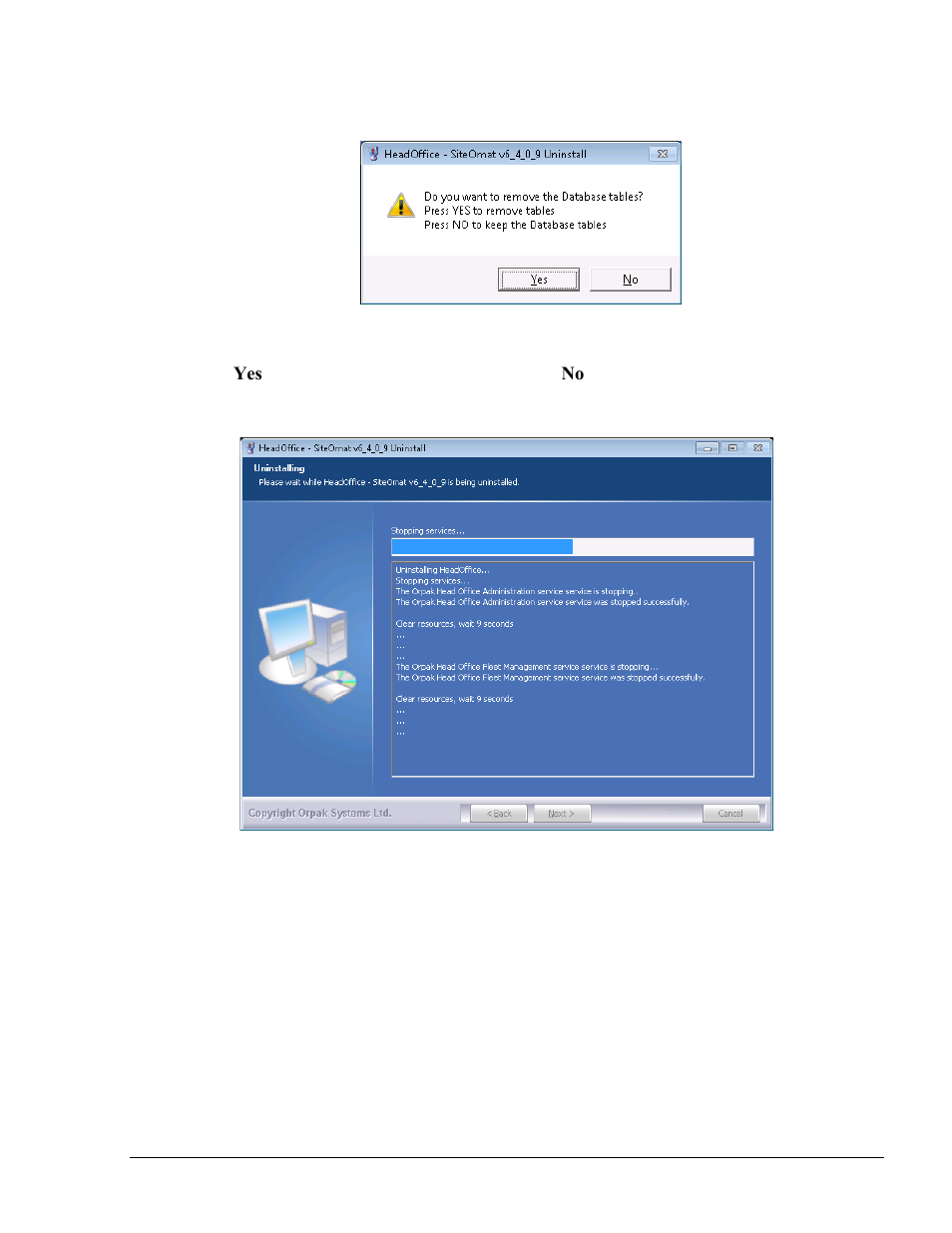 Figure 3-42. uninstalling screen | Gasboy Fleet Head Office System User Manual | Page 67 / 370