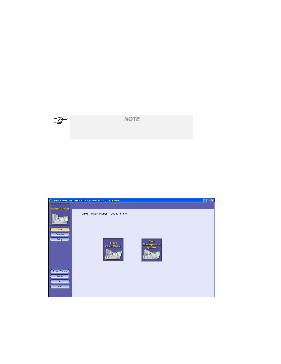 6 operating as administrator, General, Administrator application start screen | 6operating as administrator | Gasboy Fleet Head Office System User Manual | Page 82 / 370