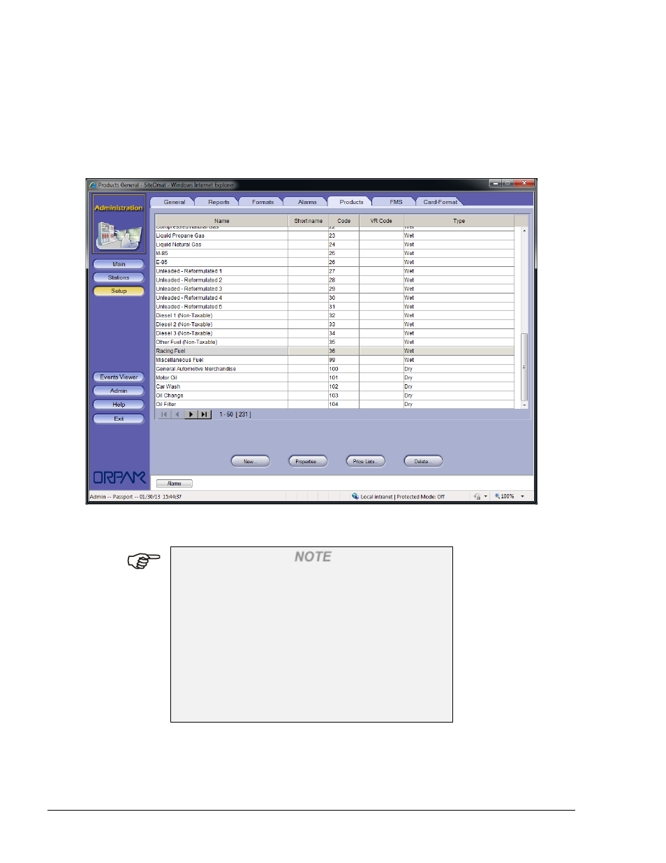Products tab, Figure 6-9. setup screen – products tab | Gasboy Fleet Head Office System User Manual | Page 92 / 370