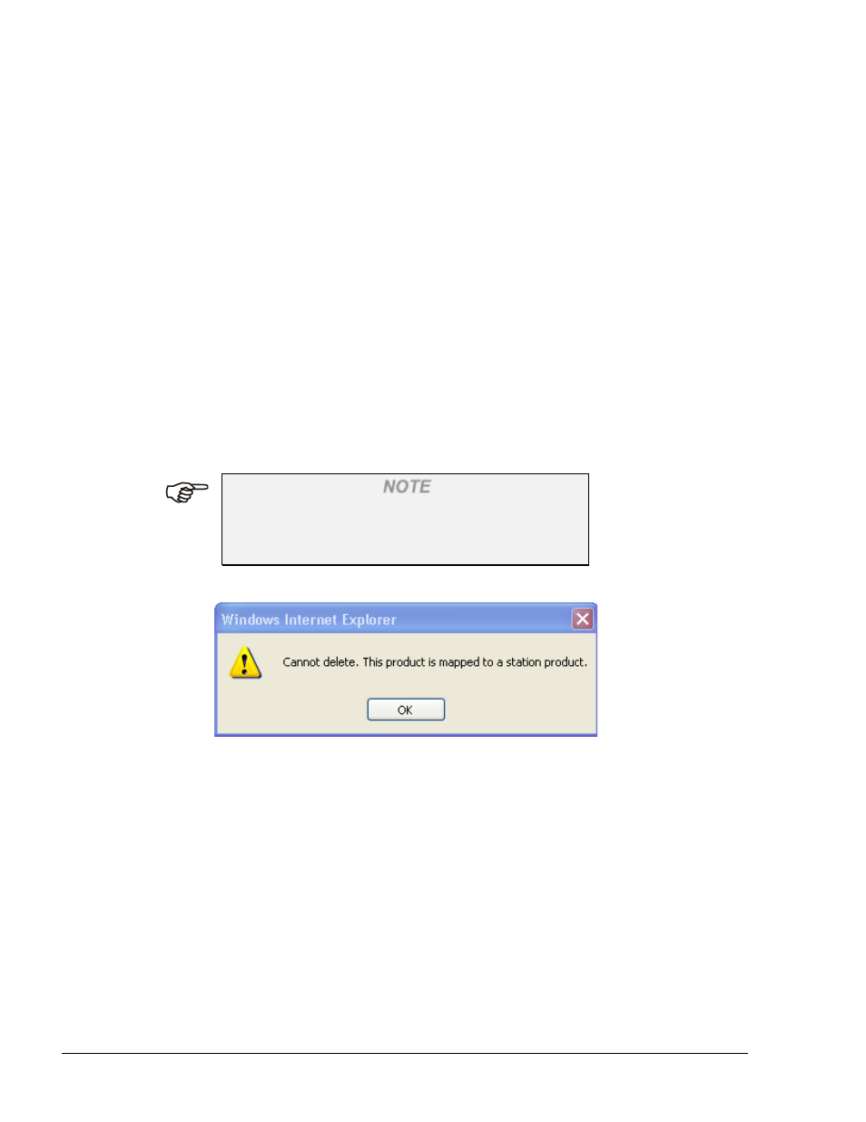 Product properties, Deleting a product, Figure 6-11. cannot delete product message | Gasboy Fleet Head Office System User Manual | Page 94 / 370