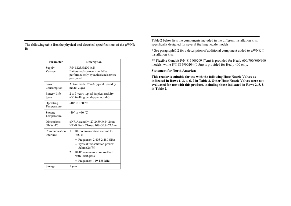 Specifications, Installation kits | Gasboy Fuel Point PLUS Station User Manual | Page 125 / 136