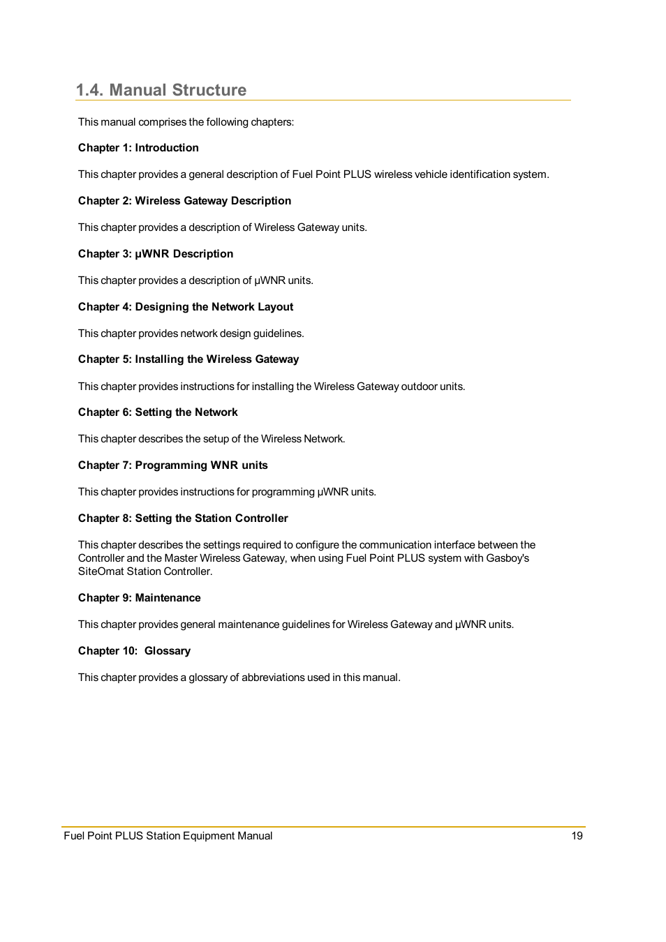 Manual structure | Gasboy Fuel Point PLUS Station User Manual | Page 19 / 136