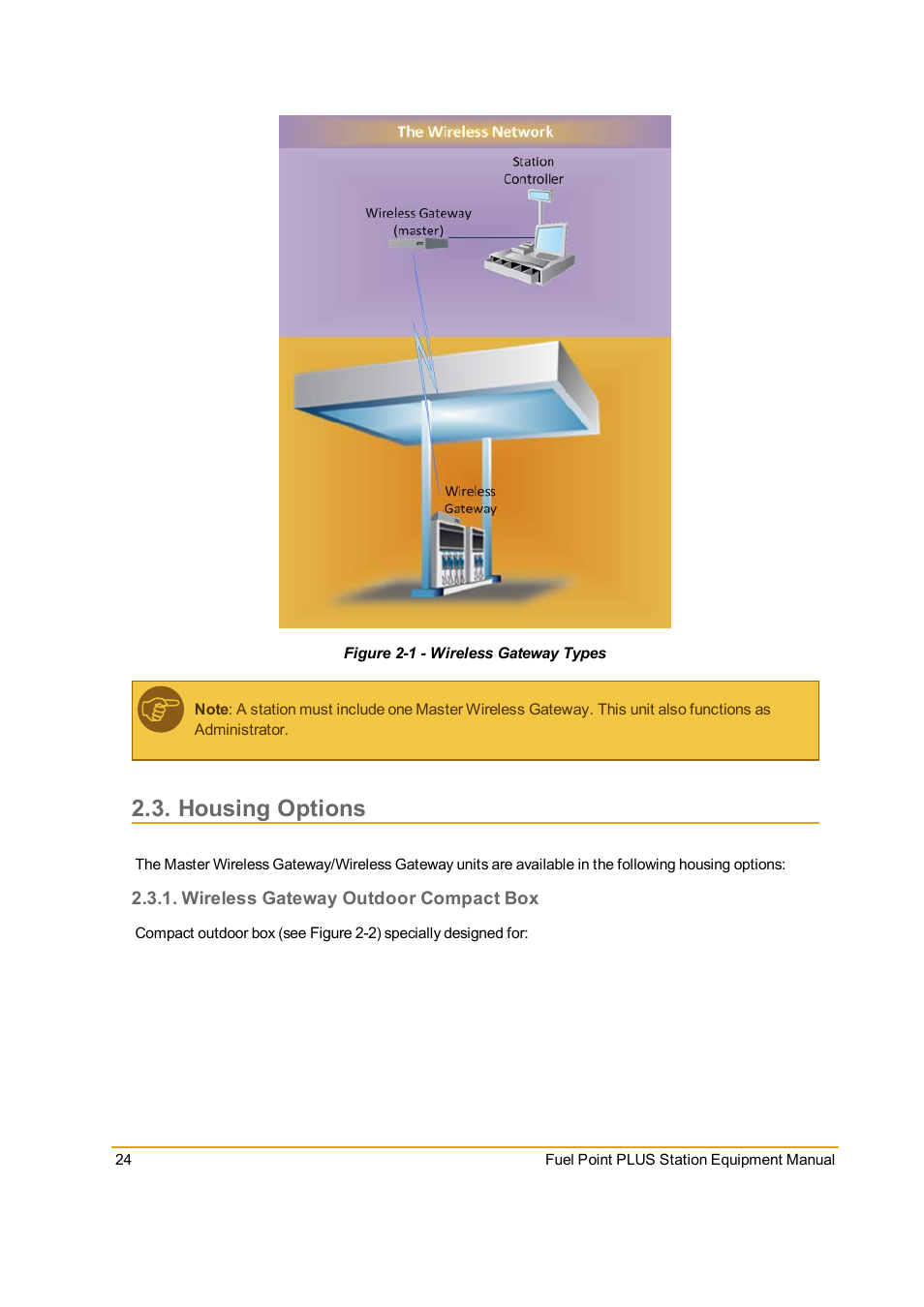 Housing options, Wireless gateway outdoor compact box, Figure 2-1 - wireless gateway types | Gasboy Fuel Point PLUS Station User Manual | Page 24 / 136