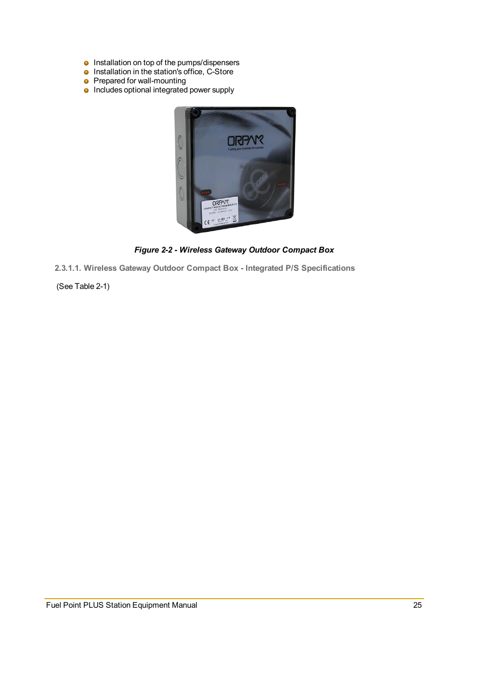 Figure 2-2 - wireless gateway outdoor compact box | Gasboy Fuel Point PLUS Station User Manual | Page 25 / 136