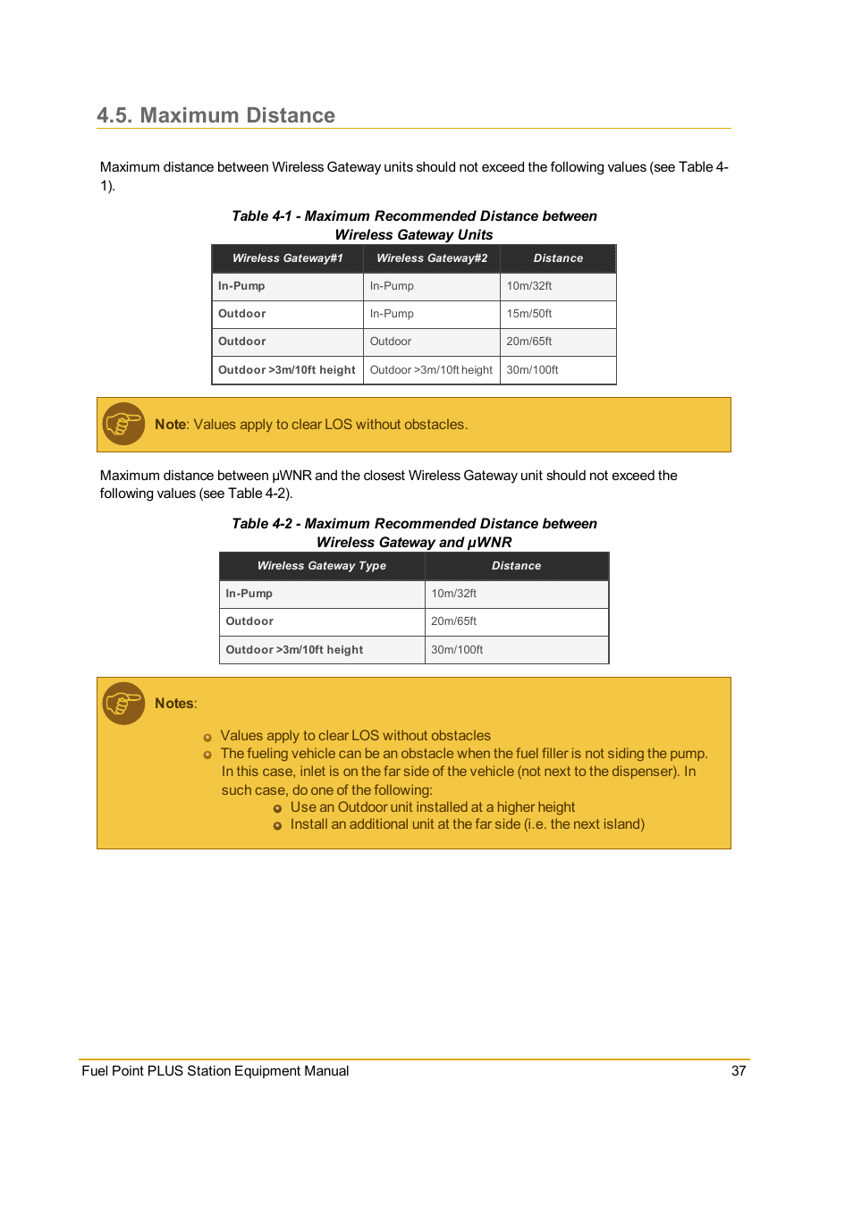 Maximum distance | Gasboy Fuel Point PLUS Station User Manual | Page 37 / 136