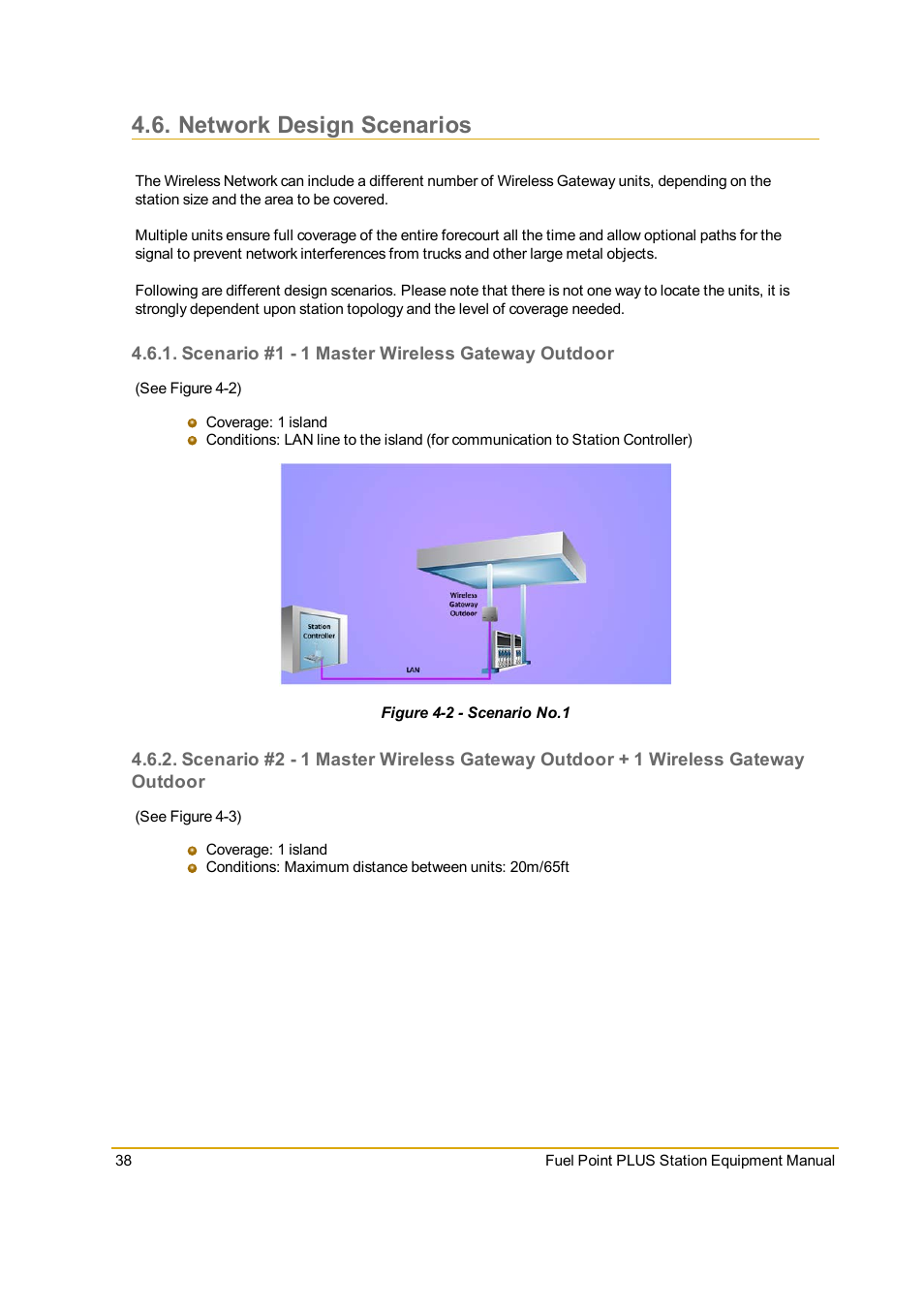 Network design scenarios, Scenario #1 - 1 master wireless gateway outdoor, Figure 4-2 - scenario no.1 | Gasboy Fuel Point PLUS Station User Manual | Page 38 / 136