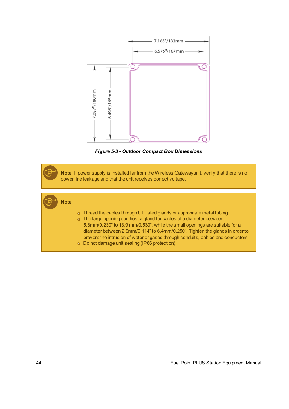 Figure 5-3 - outdoor compact box dimensions, Figure 5-3 | Gasboy Fuel Point PLUS Station User Manual | Page 44 / 136