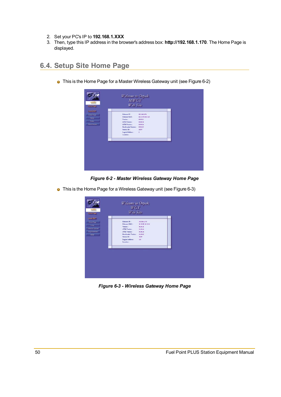 Setup site home page | Gasboy Fuel Point PLUS Station User Manual | Page 50 / 136