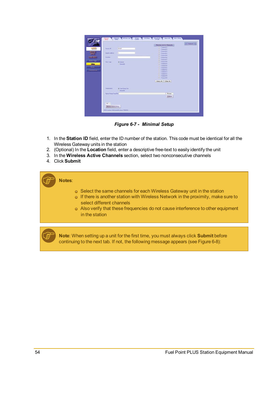 Figure 6-7 - minimal setup, Figure, Table 6-3 | Gasboy Fuel Point PLUS Station User Manual | Page 54 / 136