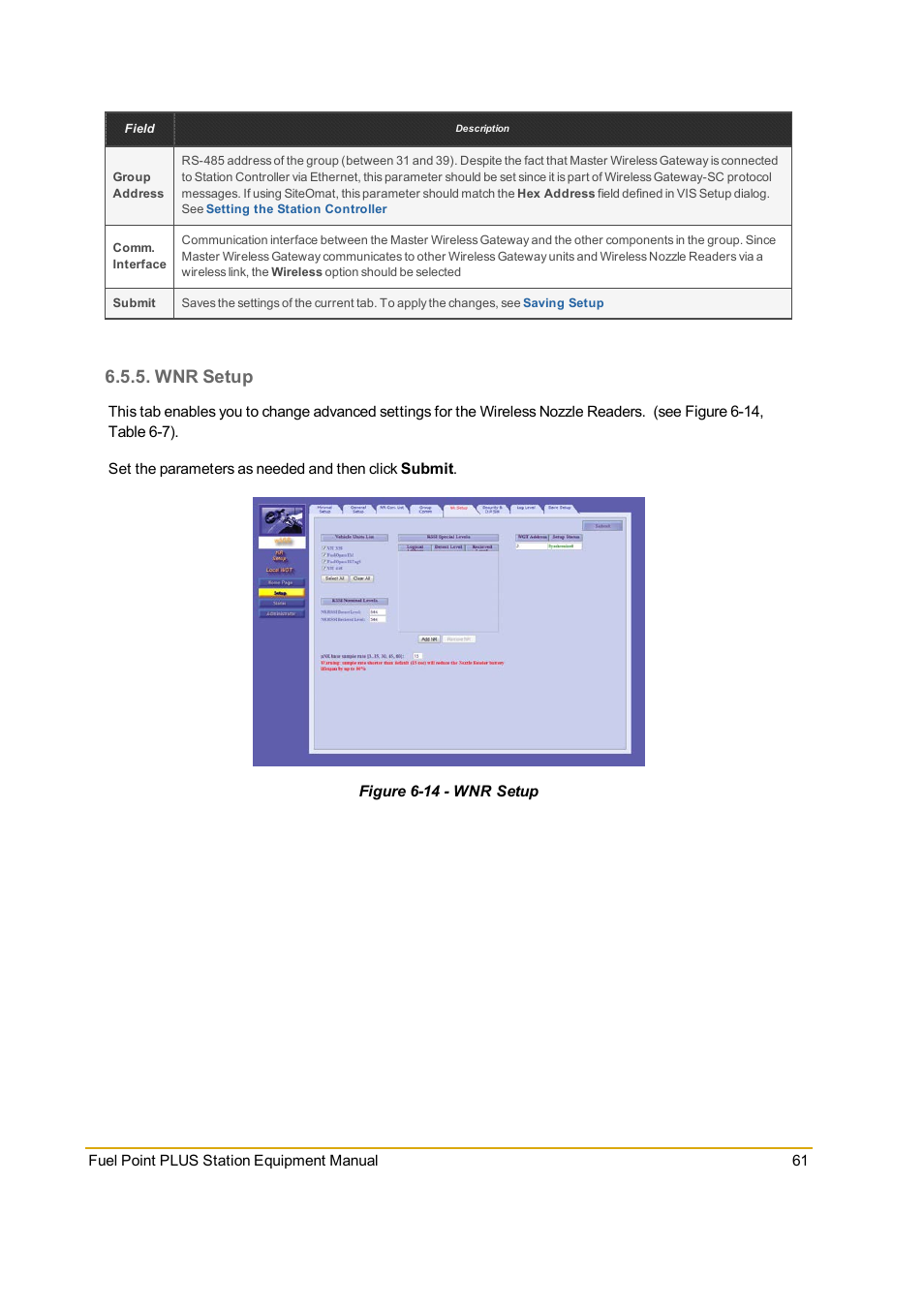 Wnr setup, Figure 6-14 - wnr setup | Gasboy Fuel Point PLUS Station User Manual | Page 61 / 136