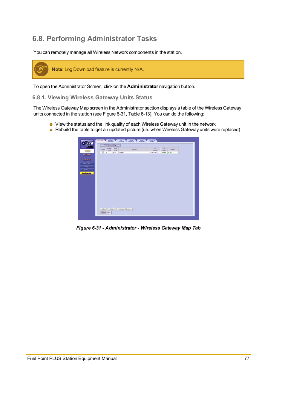 Performing administrator tasks, Viewing wireless gateway units status, Viewing wireless gateway | Units status | Gasboy Fuel Point PLUS Station User Manual | Page 77 / 136