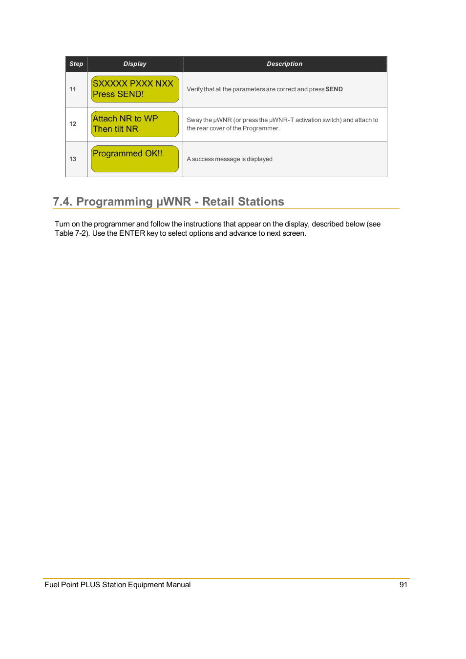 Programming µwnr - retail stations | Gasboy Fuel Point PLUS Station User Manual | Page 91 / 136