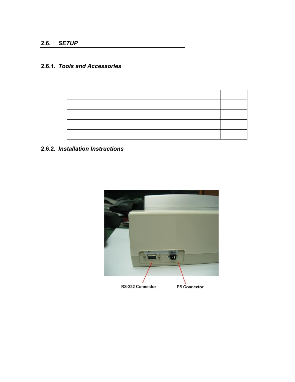 Setup, Tools and accessories, Installation instructions | Setup 2.6.1. tools, Accessories, Installation, Instructions, Figure 2-4. mifare pod – connectors, Table 2-2. mifare pod installation kit items | Gasboy FHO Pods User Manual | Page 19 / 22