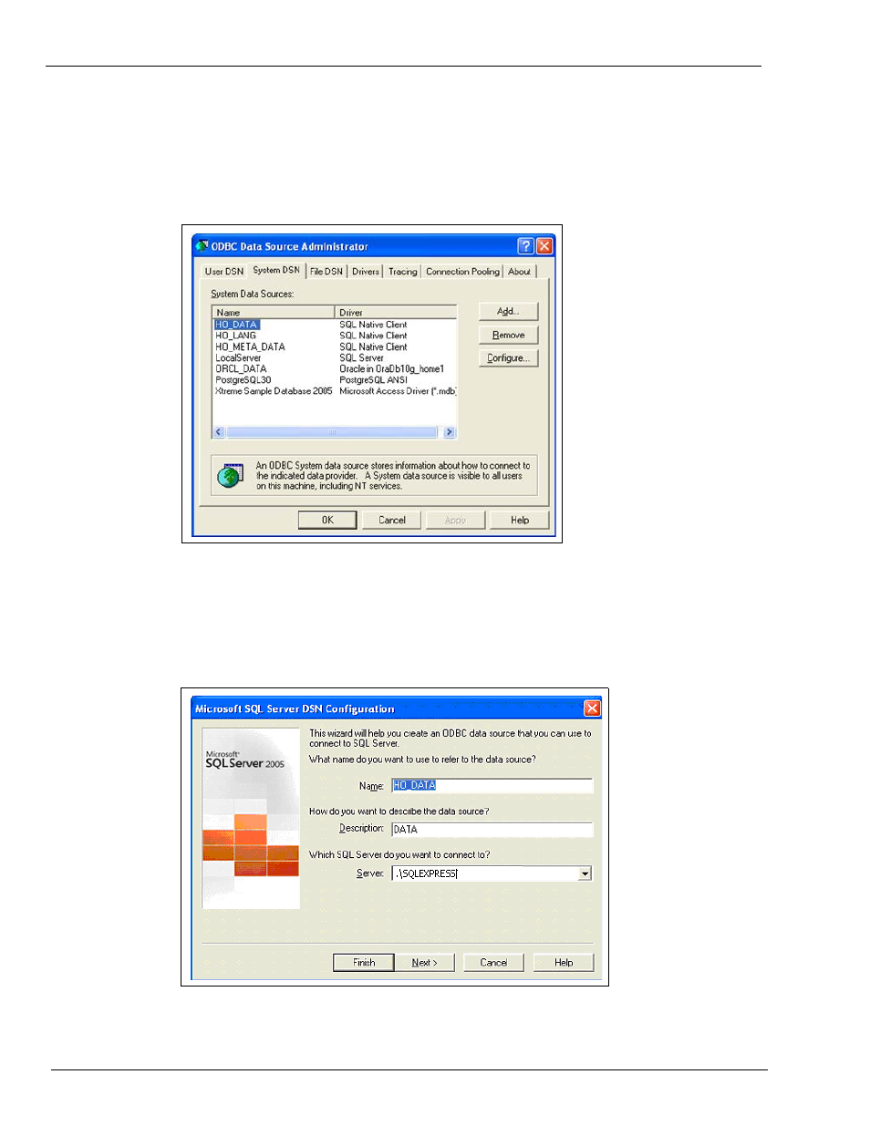 1 select the system dsn tab, 2 select ho_data and click configure | Gasboy Fleet PLUS User Manual | Page 84 / 94