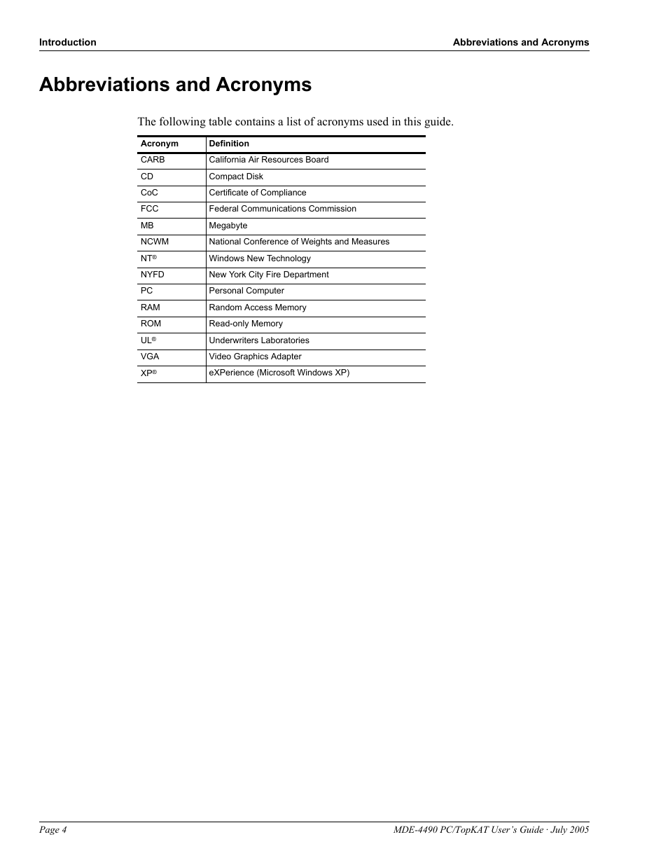 Abbreviations and acronyms, Abbreviations and acronyms -4 | Gasboy PC TopKAT Users Guide User Manual | Page 6 / 20