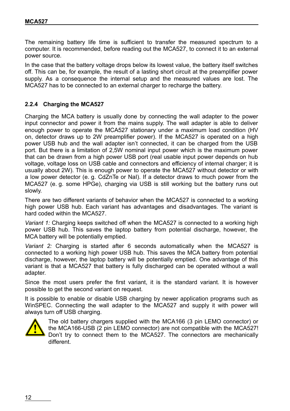 4 charging the mca527 | GBS Elektronik MCA-527 User Manual | Page 12 / 70