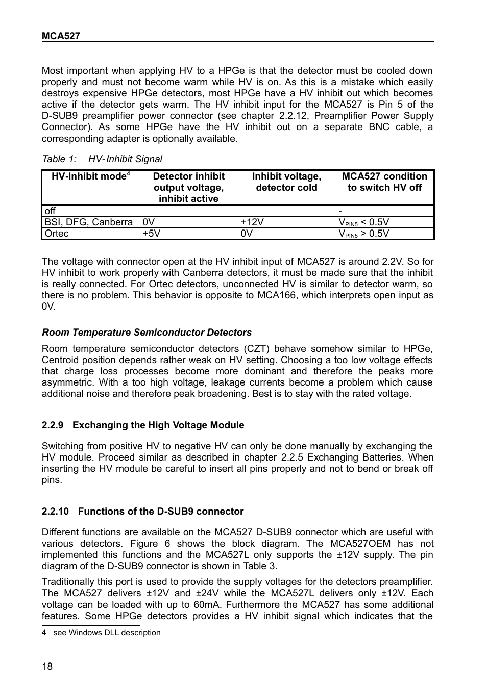 9 exchanging the high voltage module, 10 functions of the d‑sub9 connector | GBS Elektronik MCA-527 User Manual | Page 18 / 70