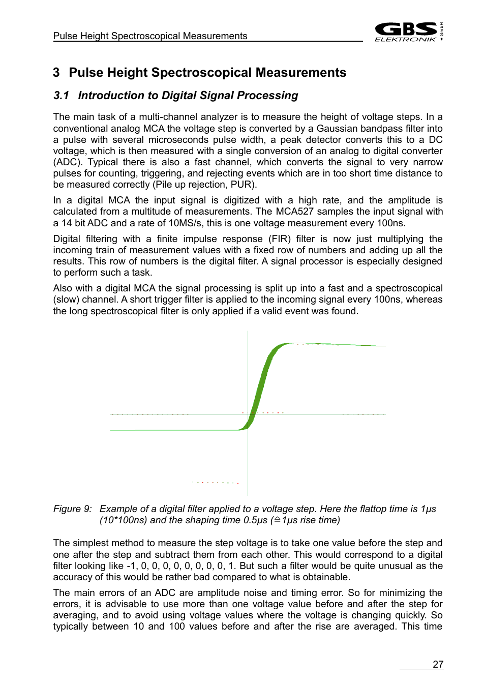 3 pulse height spectroscopical measurements, 1 introduction to digital signal processing | GBS Elektronik MCA-527 User Manual | Page 27 / 70