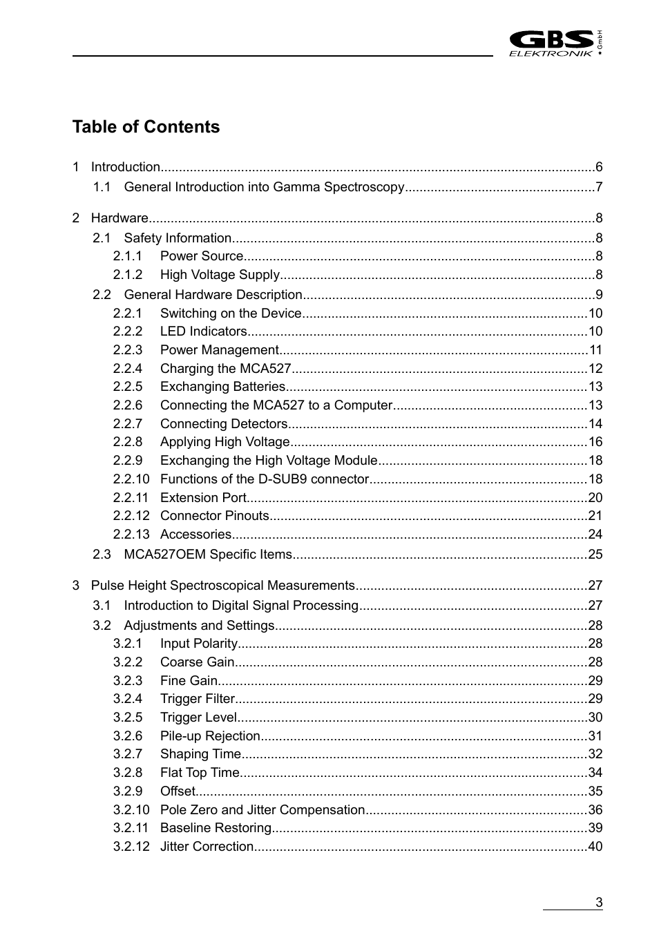 GBS Elektronik MCA-527 User Manual | Page 3 / 70