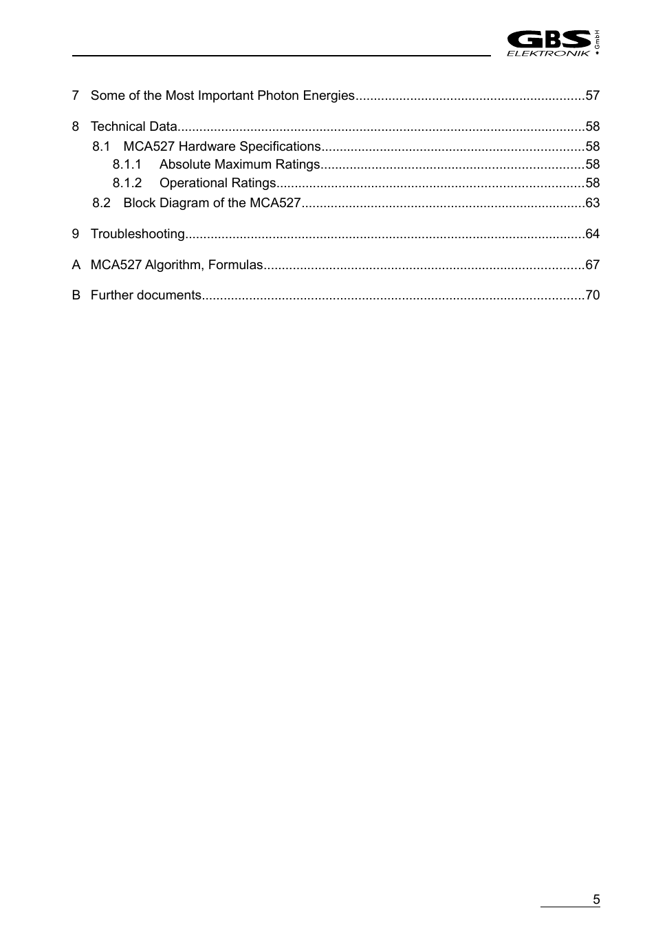 GBS Elektronik MCA-527 User Manual | Page 5 / 70