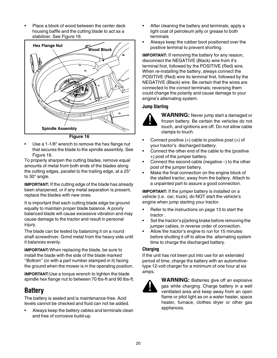 Battery | Cub Cadet LT1022 User Manual | Page 20 / 28