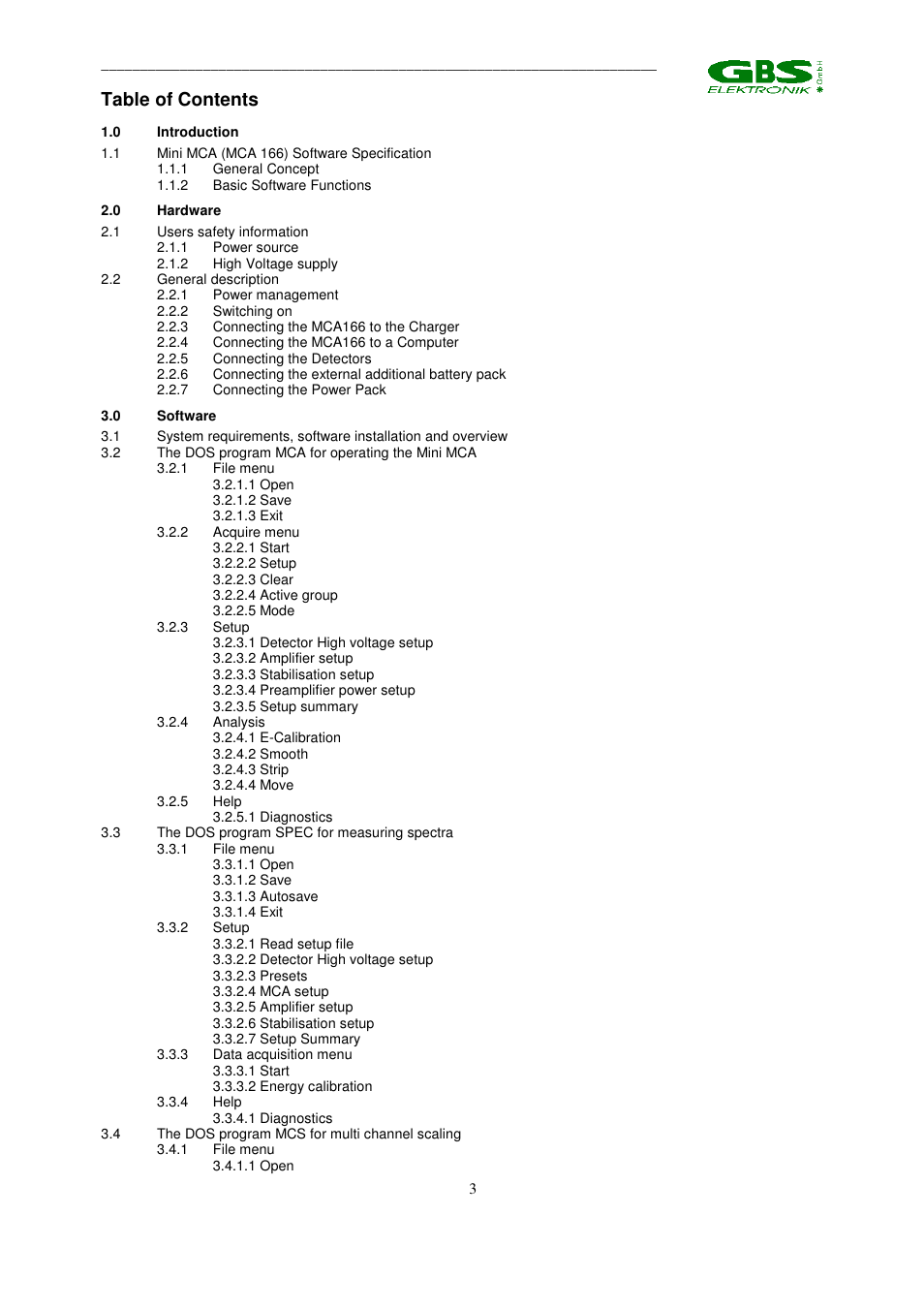 GBS Elektronik MCA 166 User Manual | Page 3 / 56